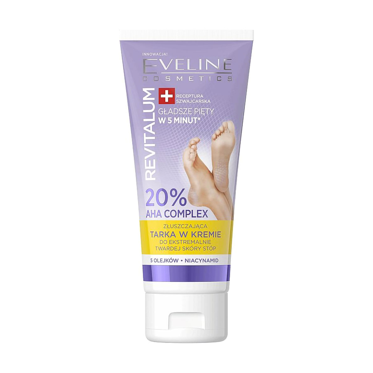 Відлущувальний крем для сухої шкіри стоп Eveline Cosmetics Revitalum 20% AHA Complex, 75 мл